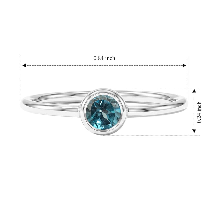 Blue Topaz 0.45 ctw Solitaire Ring in Sterling Silver (Size 8.0)