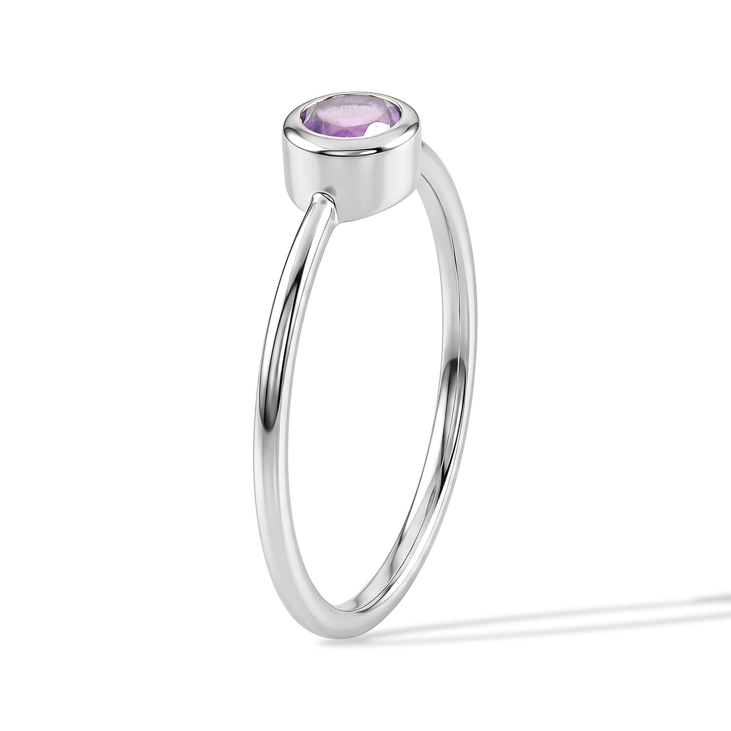 Amethyst 0.45 ctw Solitaire Ring in Sterling Silver (Size 7.0)