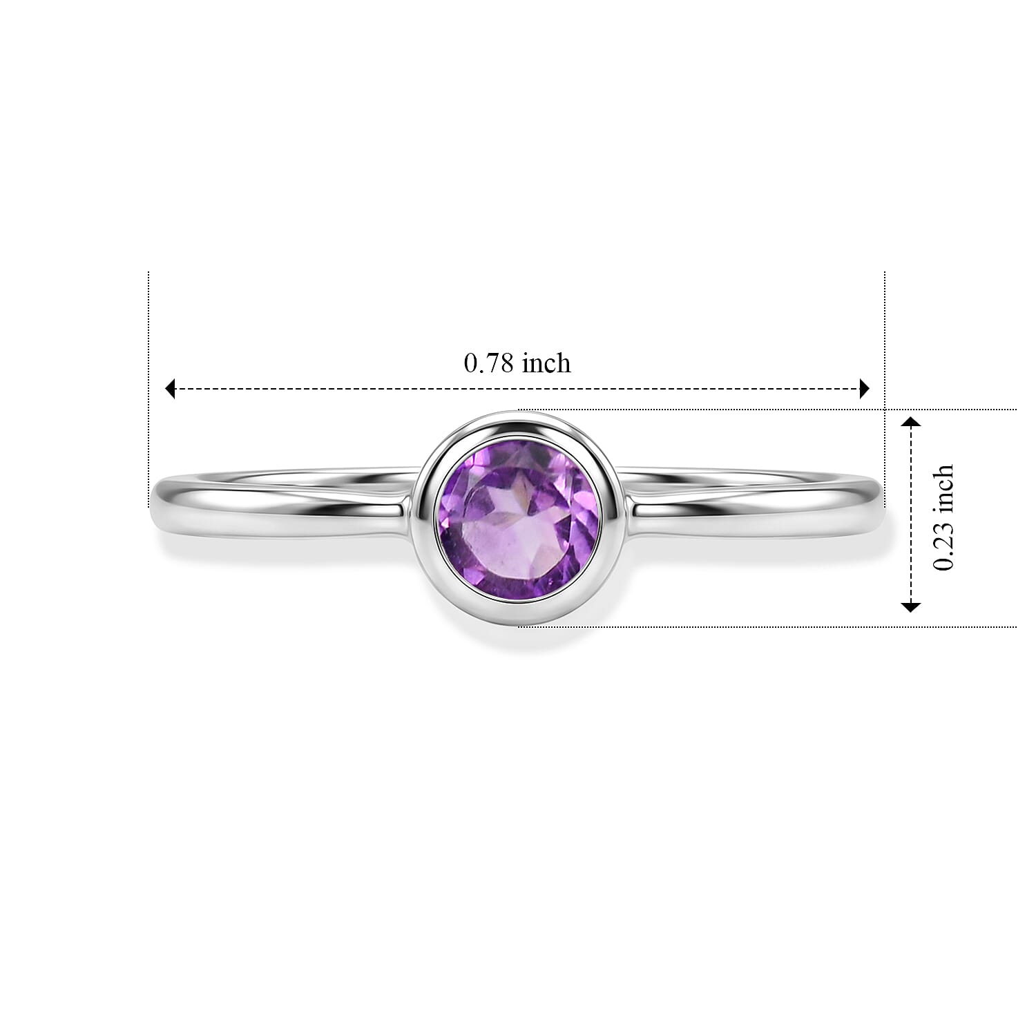 Amethyst 0.45 ctw Solitaire Ring in Sterling Silver (Size 7.0)