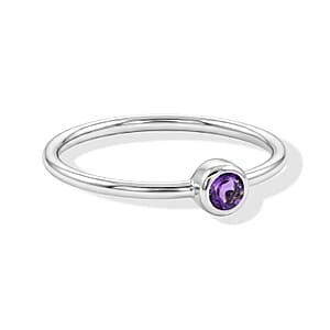 Amethyst 0.06 ctw Solitaire Ring in Sterling Silver (Size 8.5)