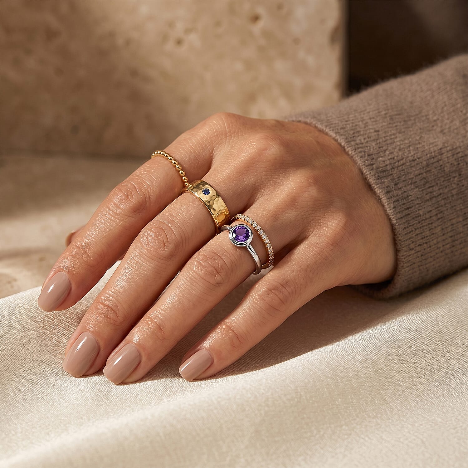 Amethyst 0.06 ctw Solitaire Ring in Sterling Silver (Size 8.5)