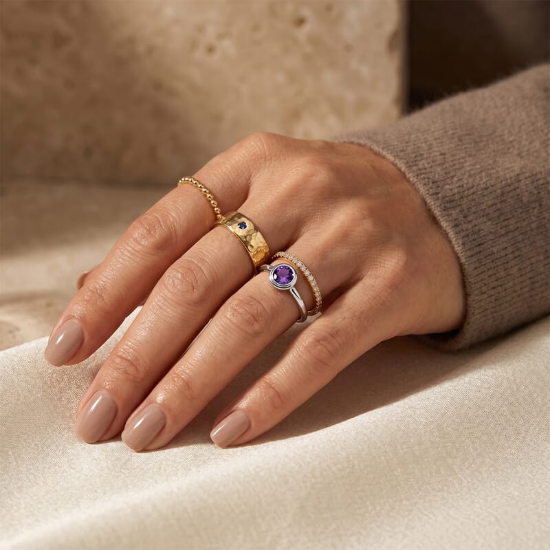Amethyst 0.06 ctw Solitaire Ring in Sterling Silver (Size 8.5)