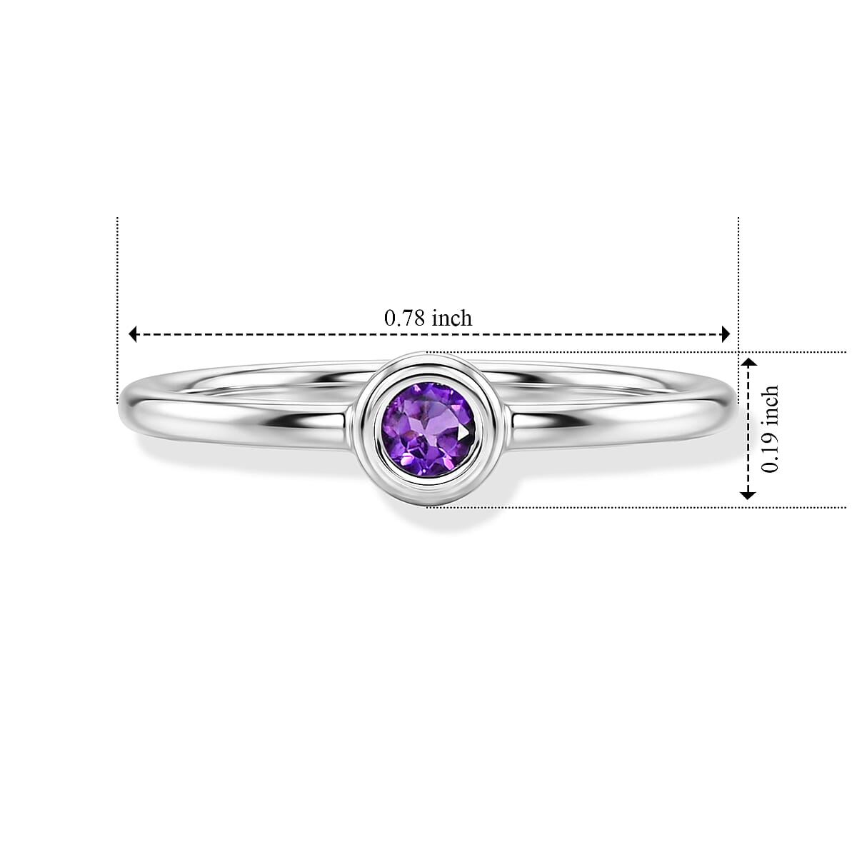 Amethyst 0.06 ctw Solitaire Ring in Sterling Silver (Size 8.5) image number 5