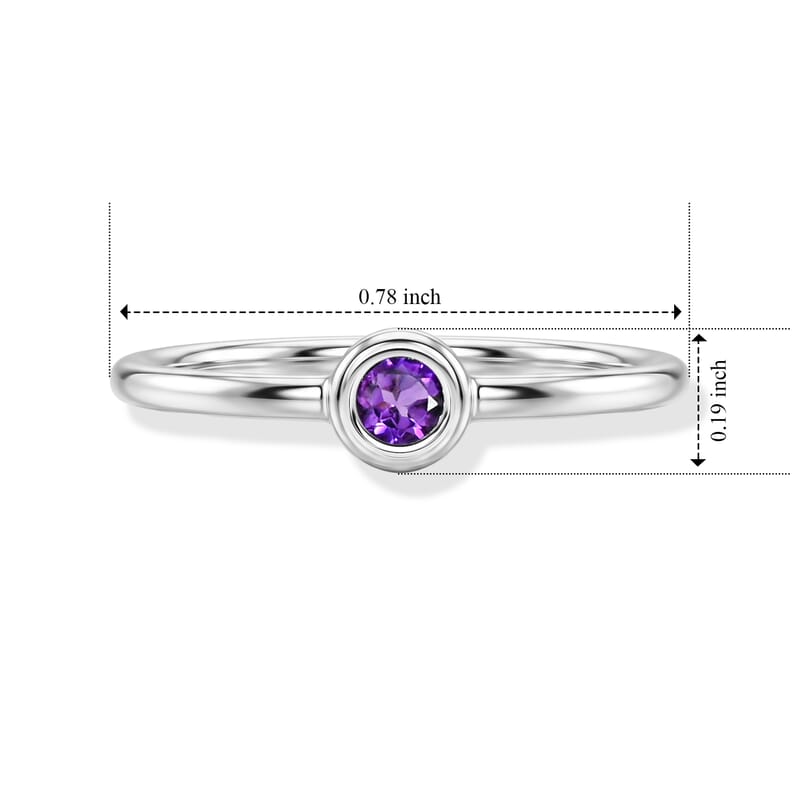 Amethyst 0.06 ctw Solitaire Ring in Sterling Silver (Size 8.5)