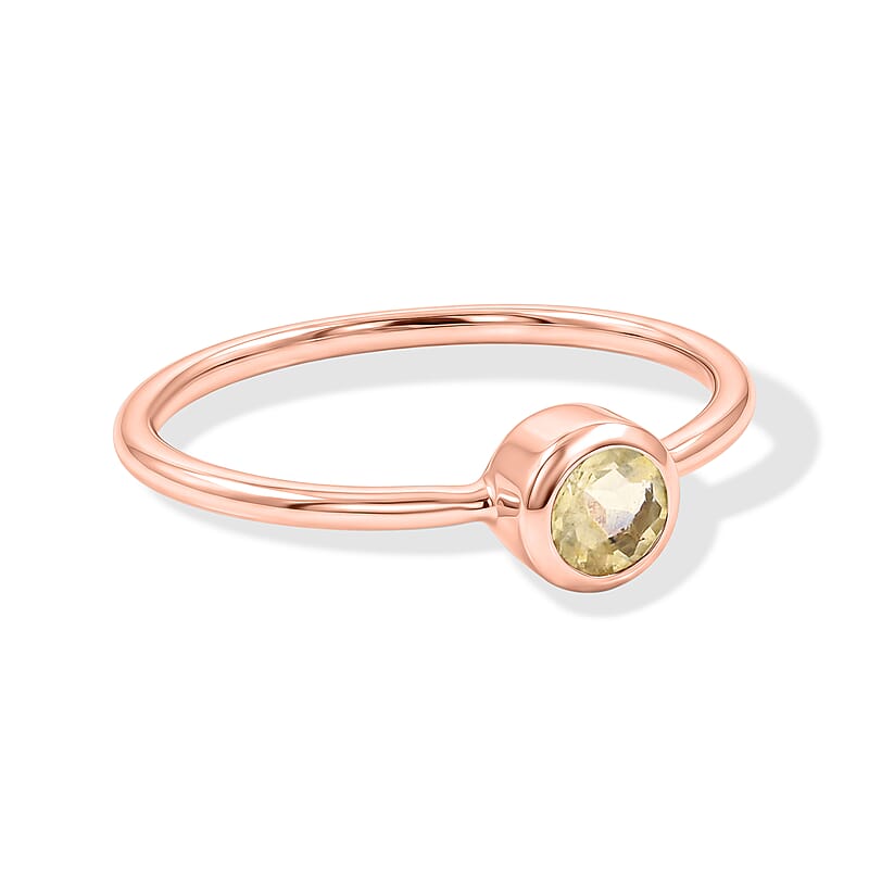 Hebei Peridot 0.25 ctw Solitaire Ring in 14K Rose Gold Over Sterling Silver (Size 8.0)