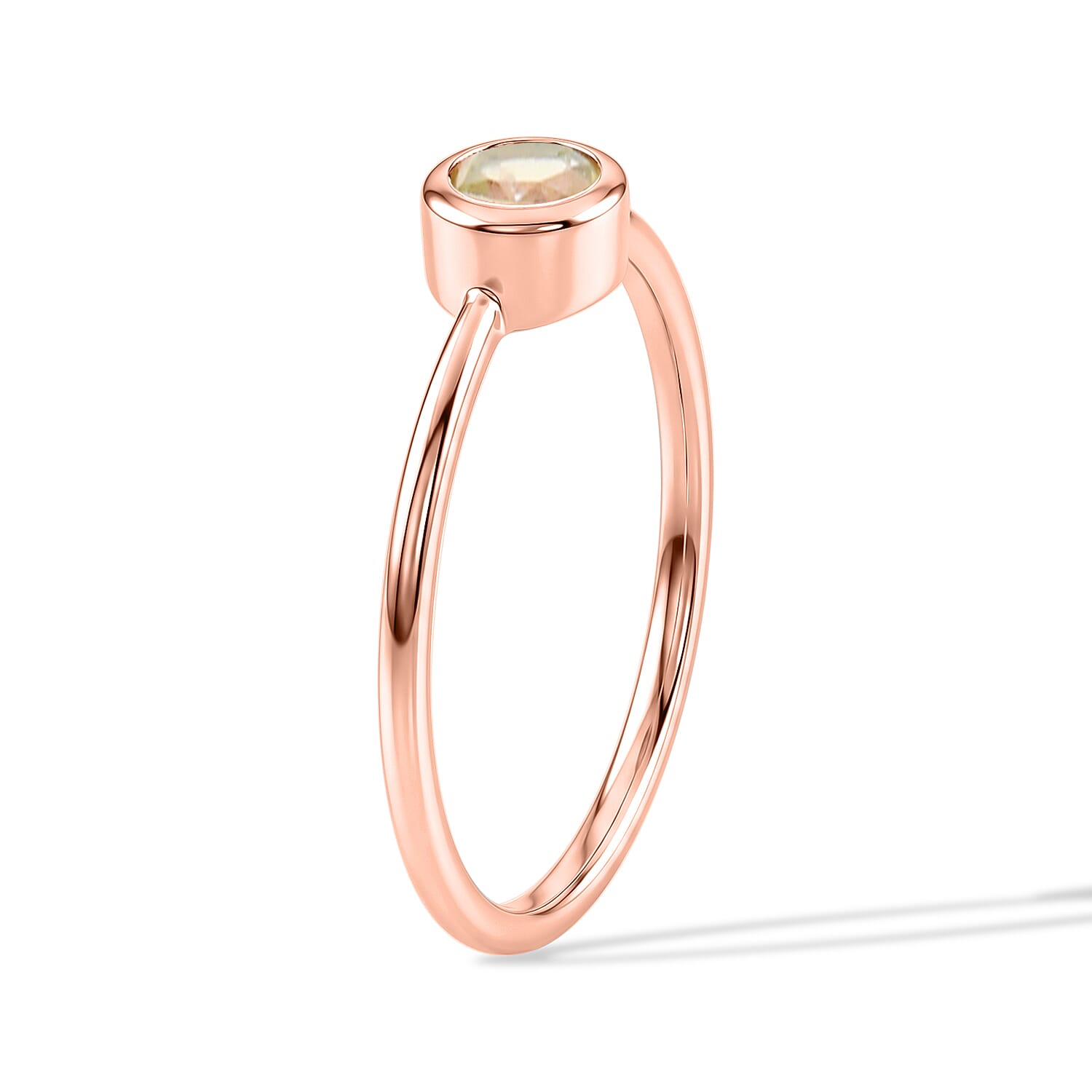 Hebei Peridot 0.25 ctw Solitaire Ring in 14K Rose Gold Over Sterling Silver (Size 8.0)