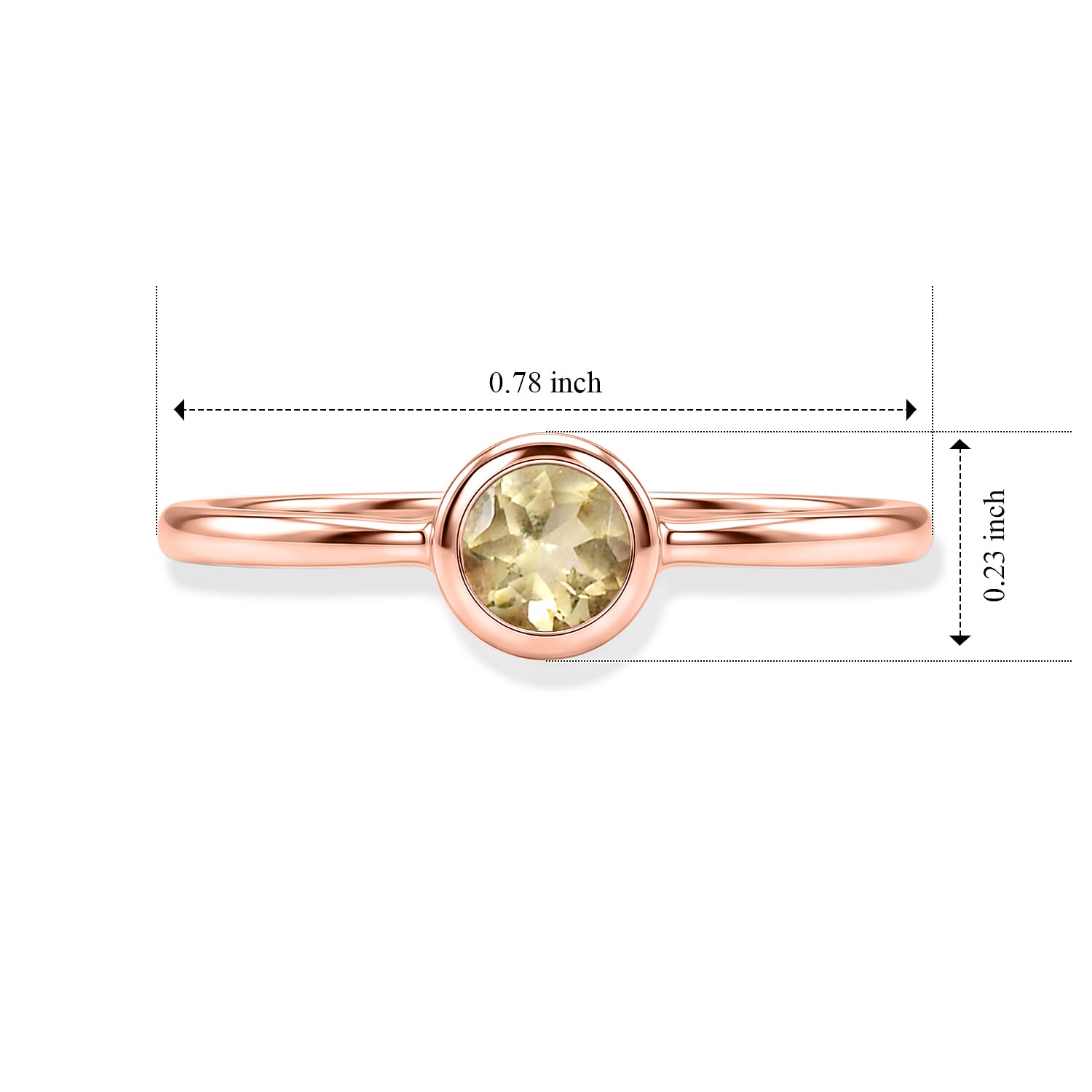 Hebei Peridot 0.25 ctw Solitaire Ring in 14K Rose Gold Over Sterling Silver (Size 8.0)