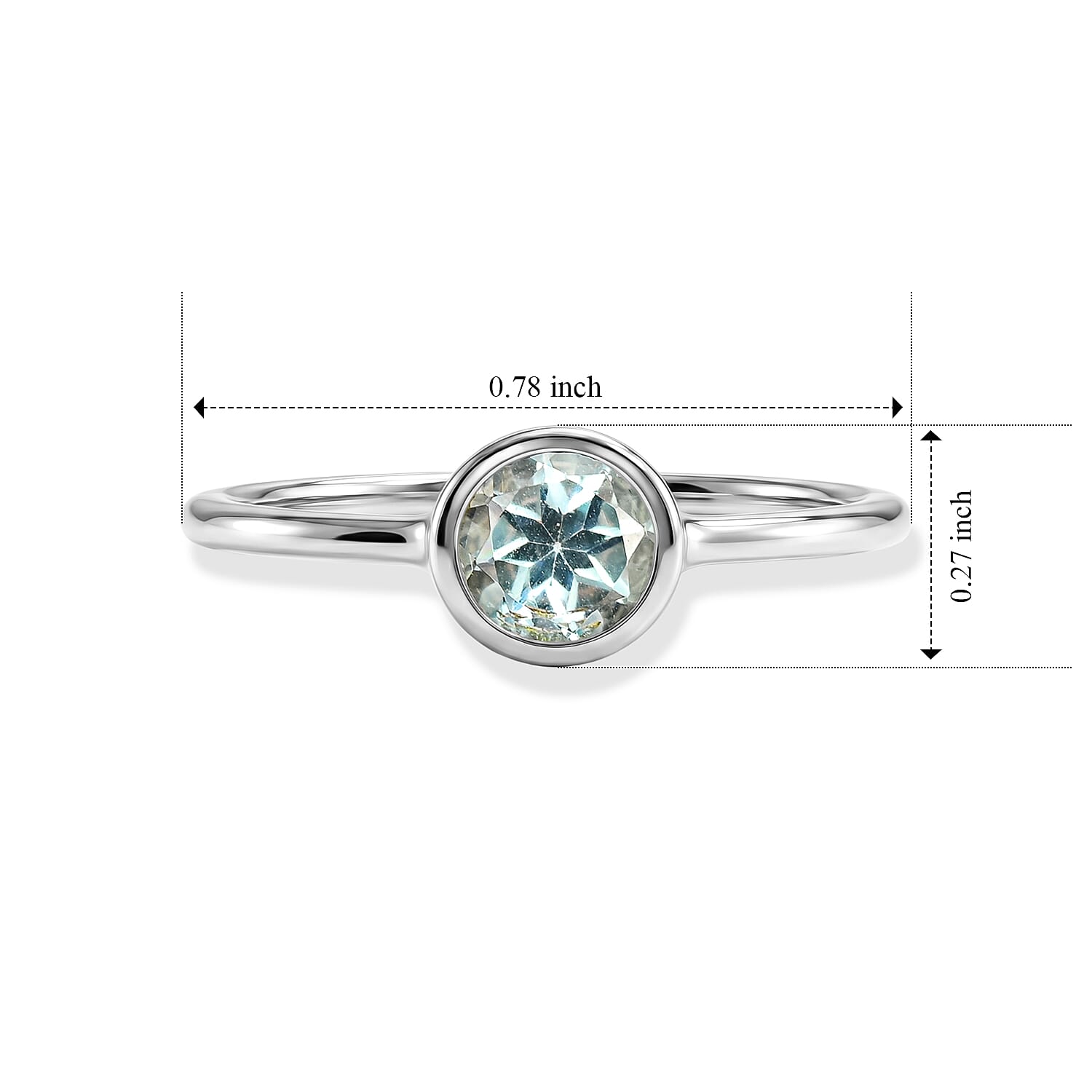 Aquamarine 0.40 ctw Solitaire Ring in Sterling Silver (Size 7.0)