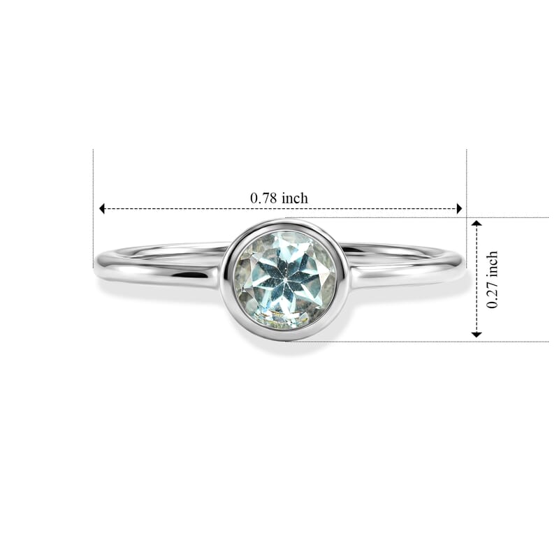 Aquamarine 0.40 ctw Solitaire Ring in Sterling Silver (Size 7.0)