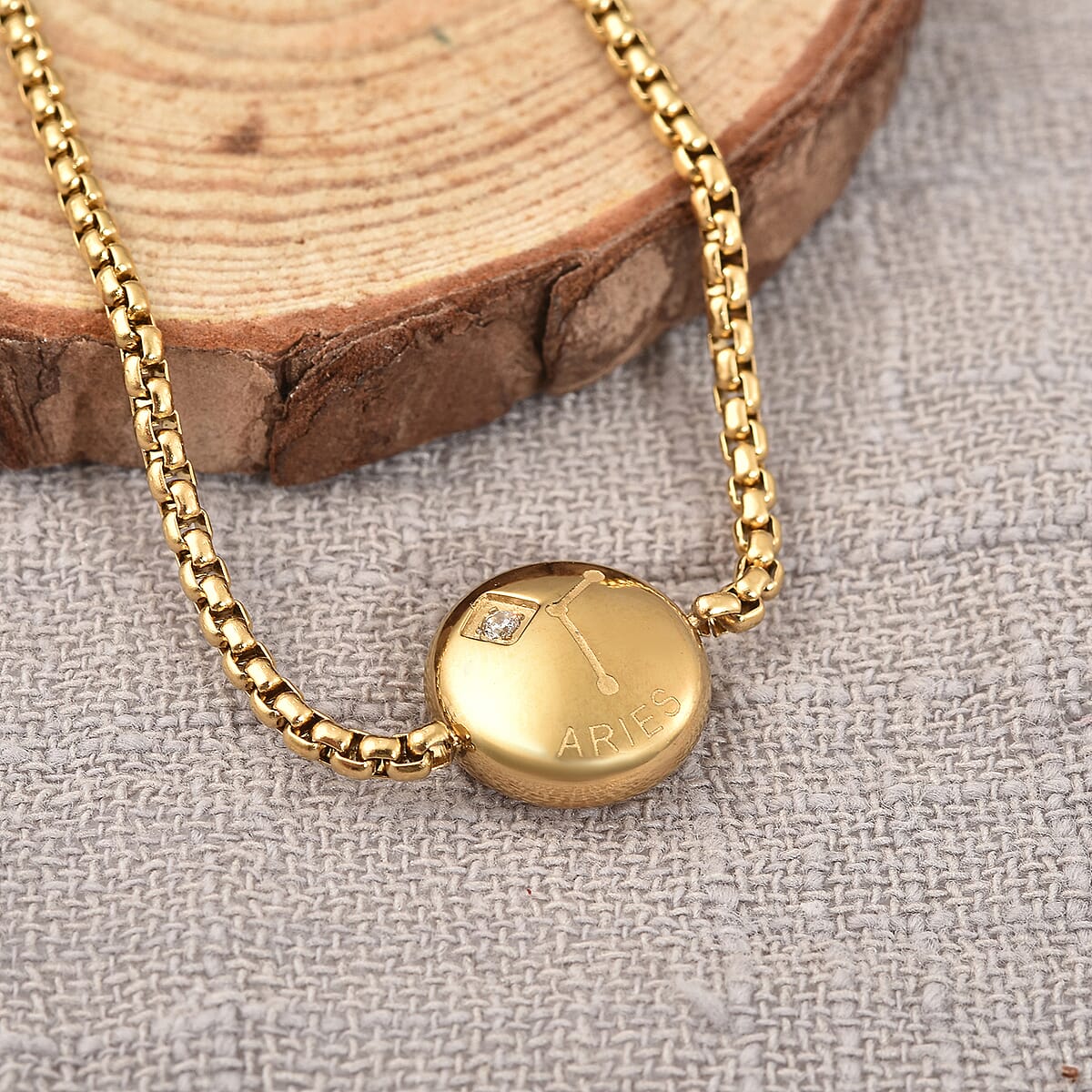 Austrian Crystal Aries Zodiac Constellation Bolo Bracelet Gift Set in ION Plated YG Stainless Steel image number 2