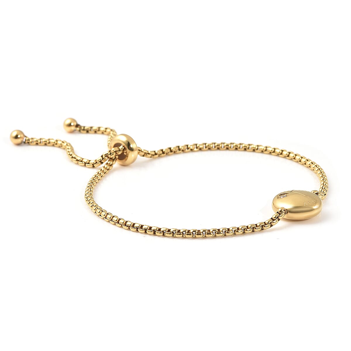 Austrian Crystal Aries Zodiac Constellation Bolo Bracelet Gift Set in ION Plated YG Stainless Steel image number 3