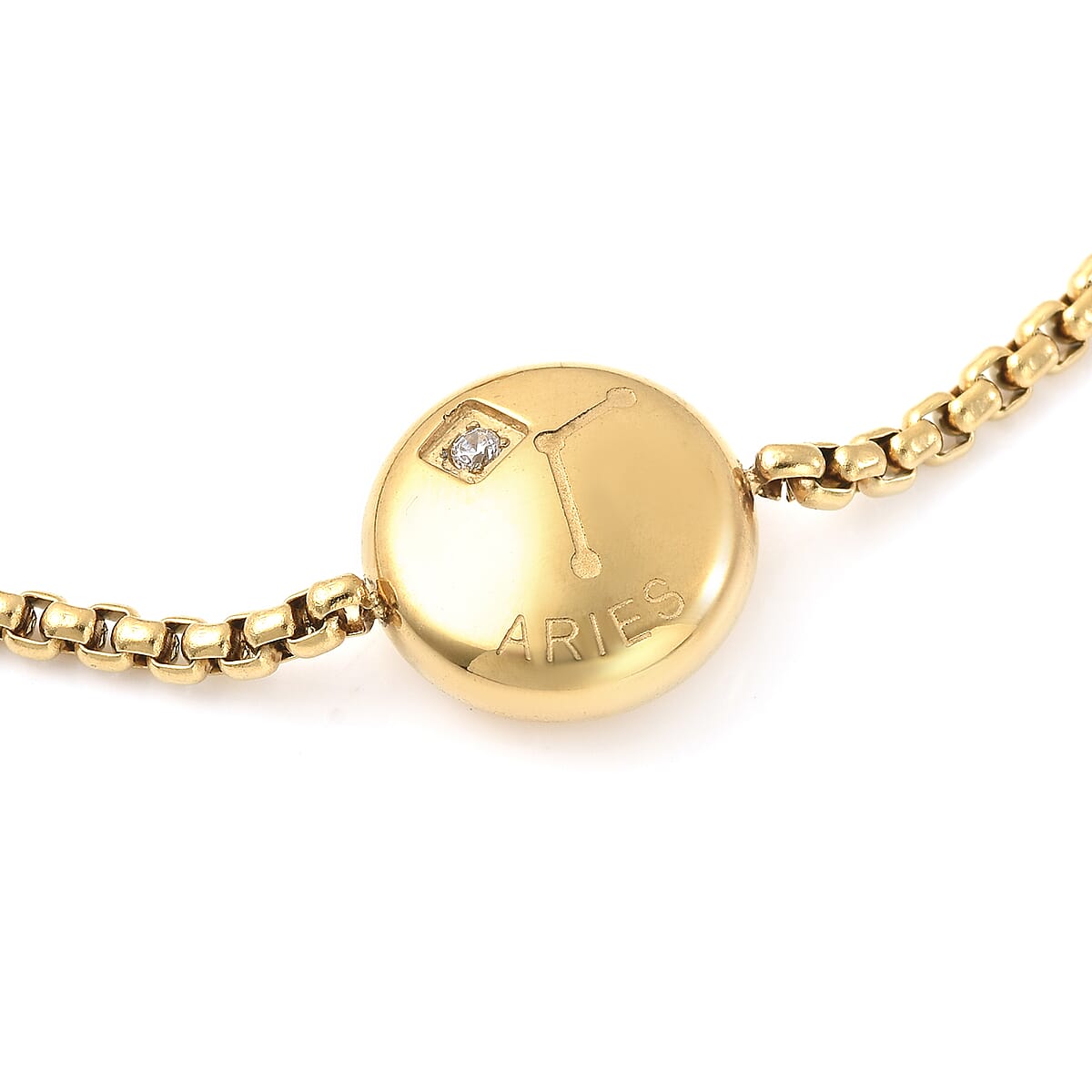 Austrian Crystal Aries Zodiac Constellation Bolo Bracelet Gift Set in ION Plated YG Stainless Steel image number 4