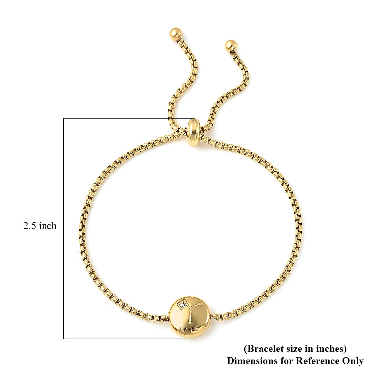 Austrian Crystal Aries Zodiac Constellation Bolo Bracelet Gift Set in ION Plated YG Stainless Steel image number 6