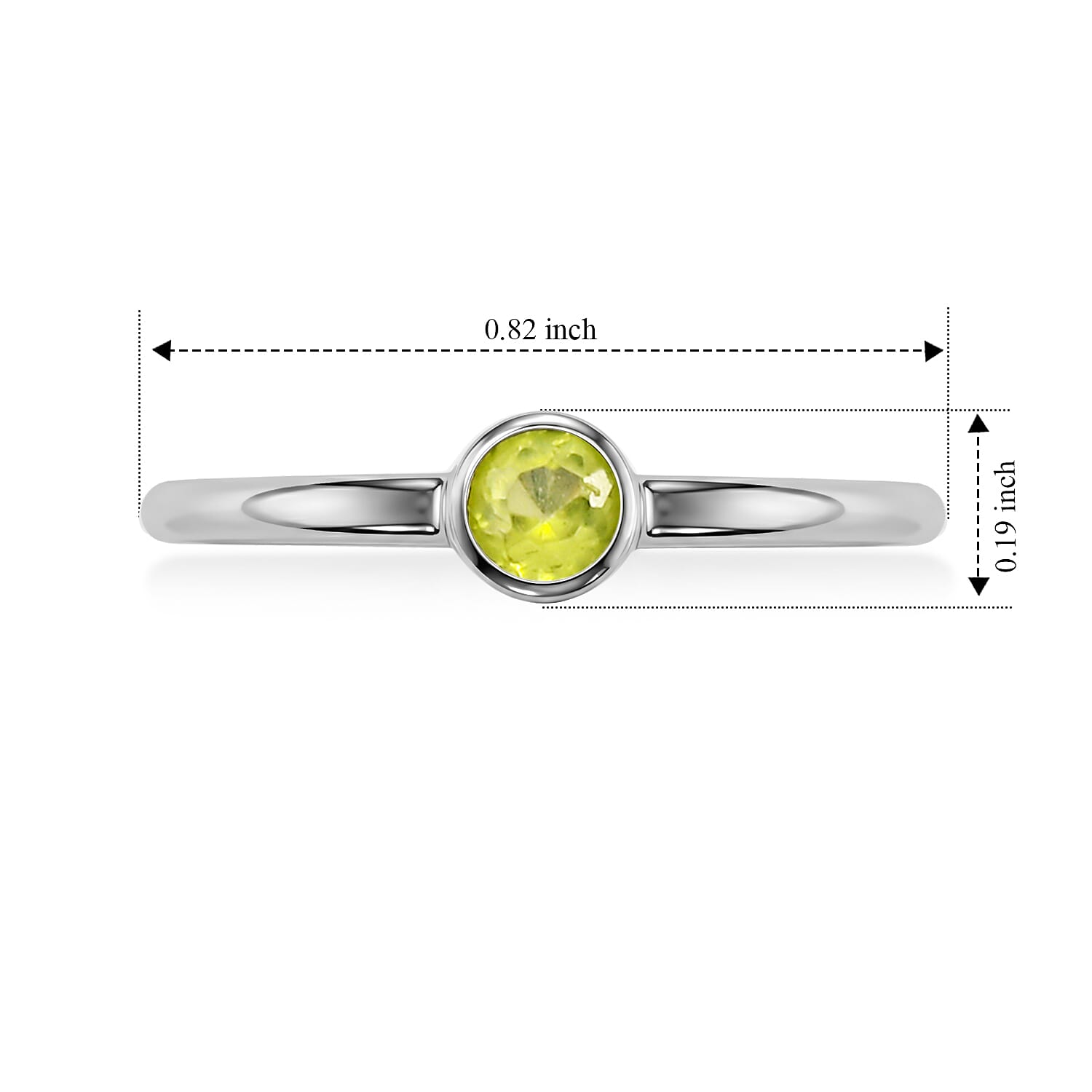 Hebei Peridot 0.14 ctw Solitaire Ring in Sterling Silver (Size 7.0)