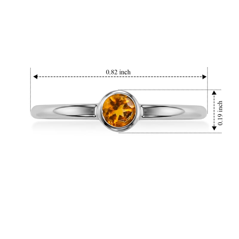 Citrine 0.08 ctw Solitaire Ring in Sterling Silver (Size 7.0)