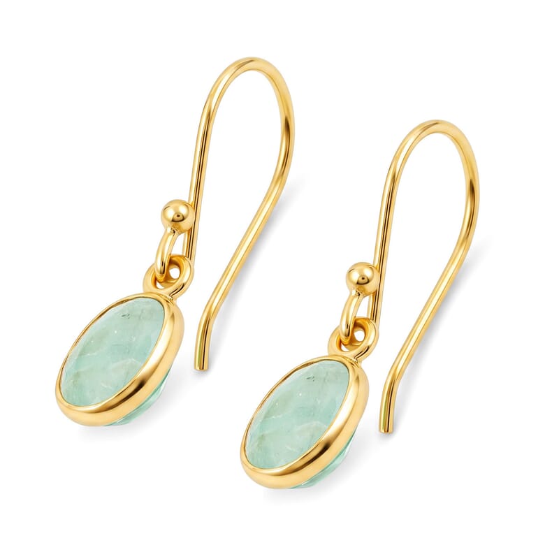 Kagem Zambian Emerald 2.00 ctw Earrings in 14K Yellow Gold Over Sterling Silver