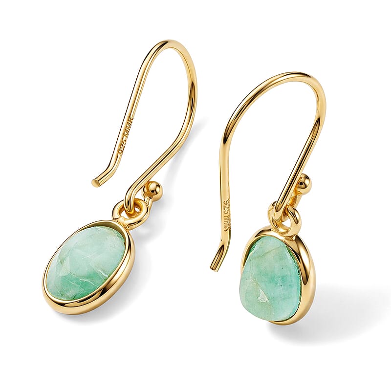 Kagem Zambian Emerald 2.00 ctw Earrings in 14K Yellow Gold Over Sterling Silver