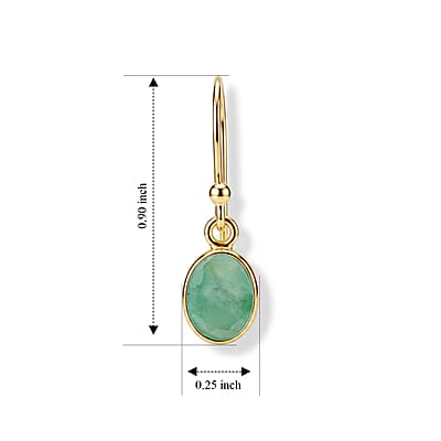 Kagem Zambian Emerald 2.00 ctw Earrings in 14K Yellow Gold Over Sterling Silver