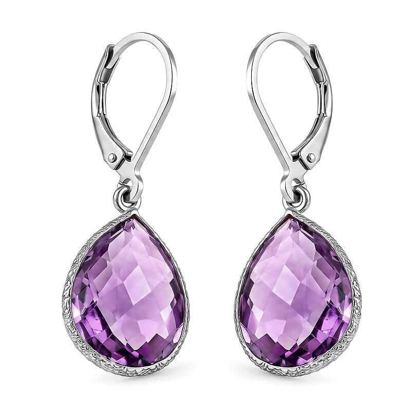 Amethyst 14.00 ctw Earrings in Rhodium Over Sterling Silver