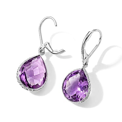 Amethyst 14.00 ctw Earrings in Rhodium Over Sterling Silver
