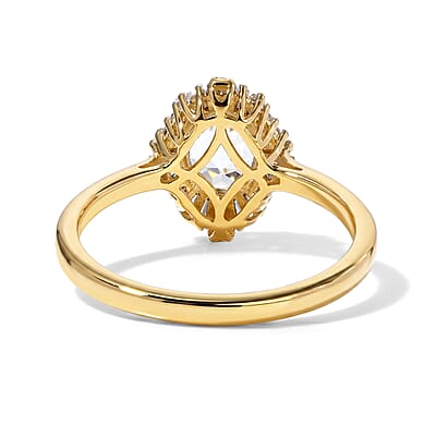 Premium Esprito Aquamarine and Luxuriant Lab Grown Diamond G-H SI 1.65 ctw Ring in 18K Vermeil Rose Gold Over Sterling Silver (Size 8.5)