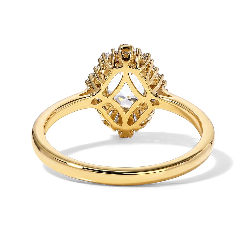 Premium Mangoro Aquamarine and Luxuriant Lab Grown Diamond G-H SI 1.50 ctw Ring in 18K Vermeil Yellow Gold Over Sterling Silver (Size 8.5)