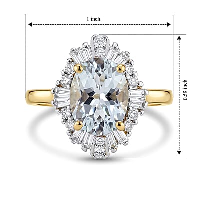 Premium Esprito Aquamarine and Luxuriant Lab Grown Diamond G-H SI 1.65 ctw Ring in 18K Vermeil Rose Gold Over Sterling Silver (Size 8.5)