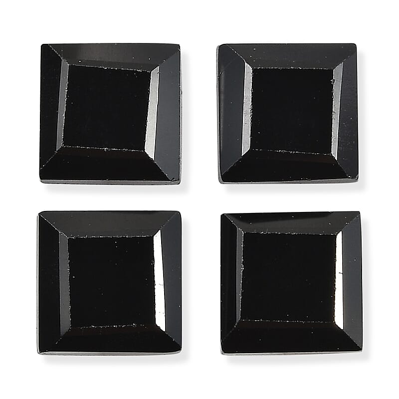 Thai Black Spinel Set of 4 (Sqr 5 mm) 3.81 ctw