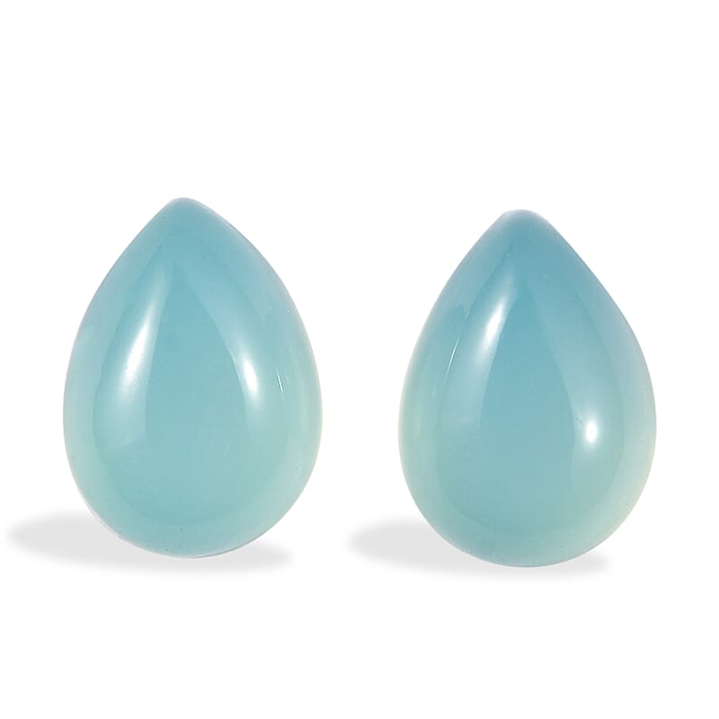 Blue Chalcedony Enhanced Set of 2 (Pear 7x5 mm) 1.78 ctw