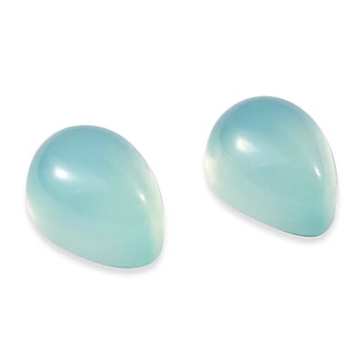 Blue Chalcedony Enhanced Set of 2 (Pear 7x5 mm) 1.78 ctw