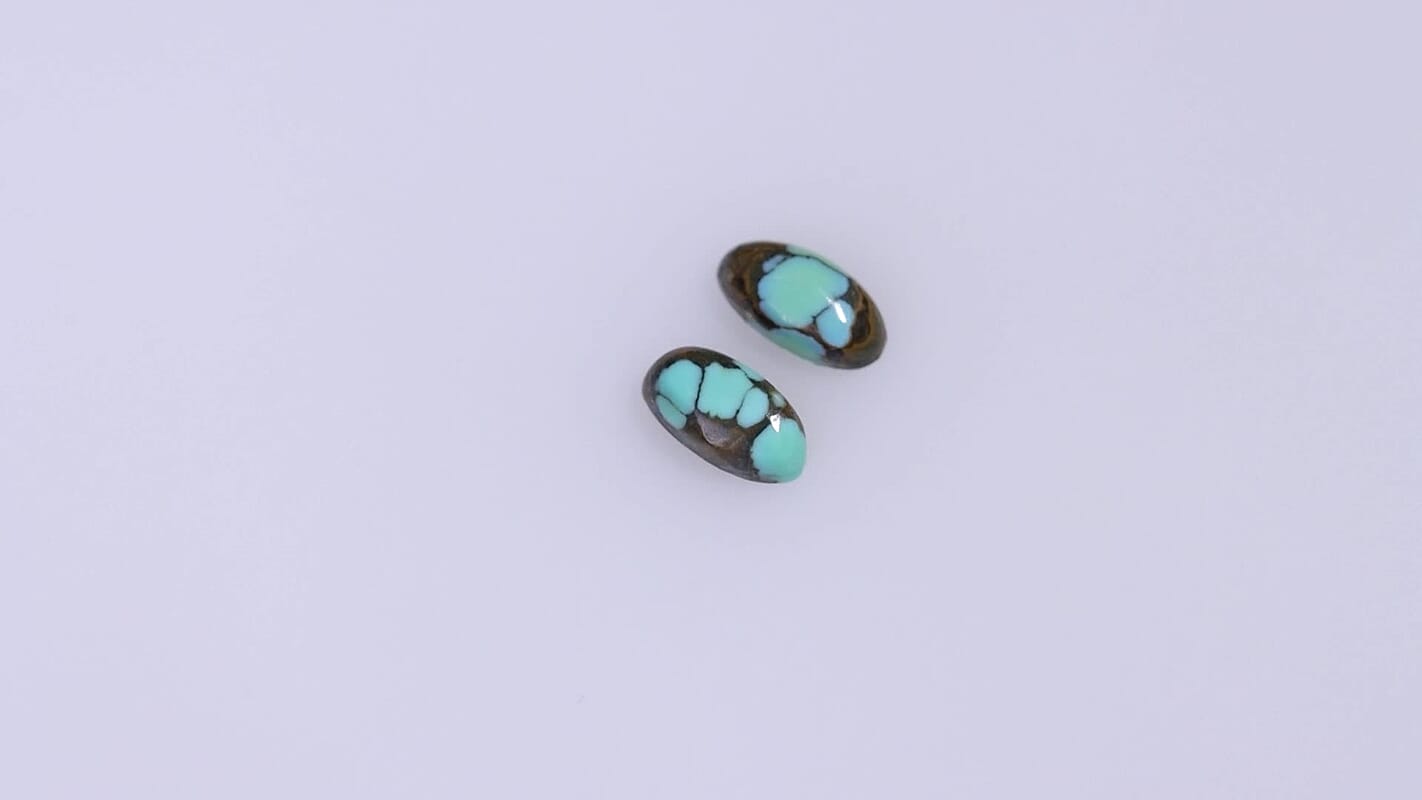 Blue Moon Turquoise Set of 2 (Ovl 8x4 mm) 0.98 ctw