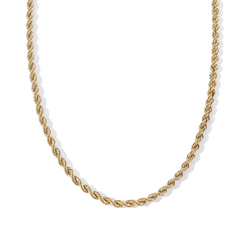 Luxoro Rope Chain Necklace in 10K Yellow Gold (20 Inches) 3 Grams