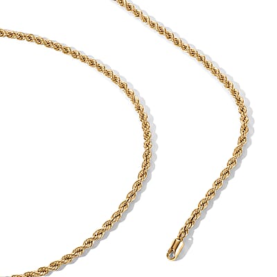 Luxoro Rope Chain Necklace in 10K Yellow Gold (20 Inches) 3 Grams