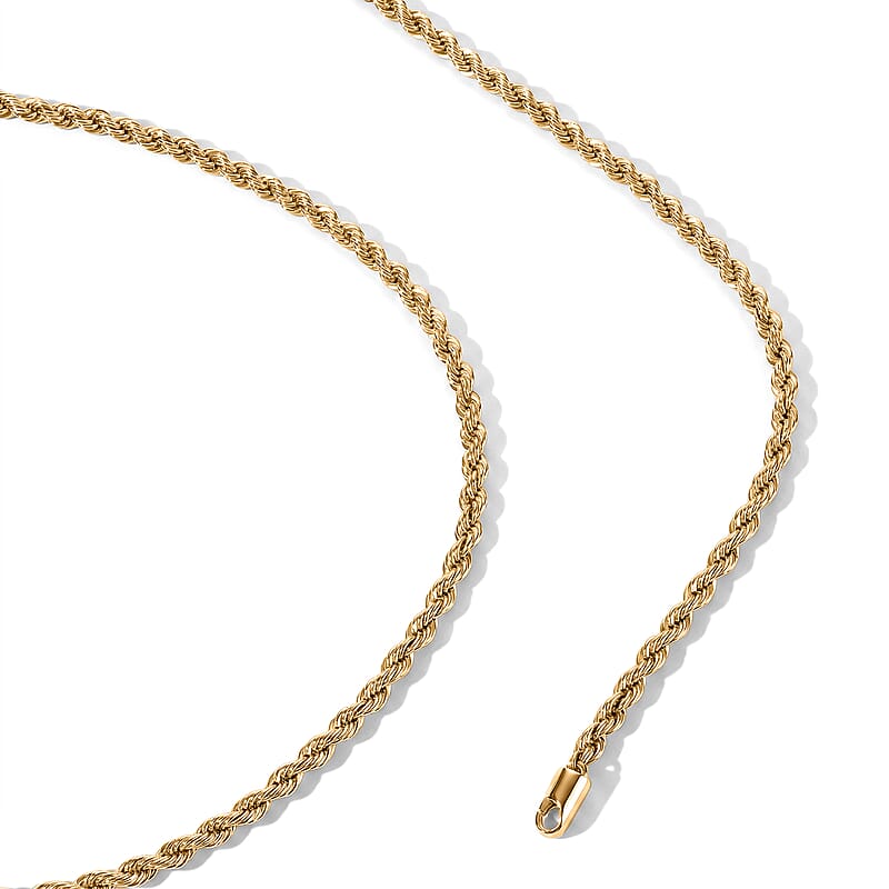 Luxoro Rope Chain Necklace in 10K Yellow Gold (20 Inches) 3 Grams