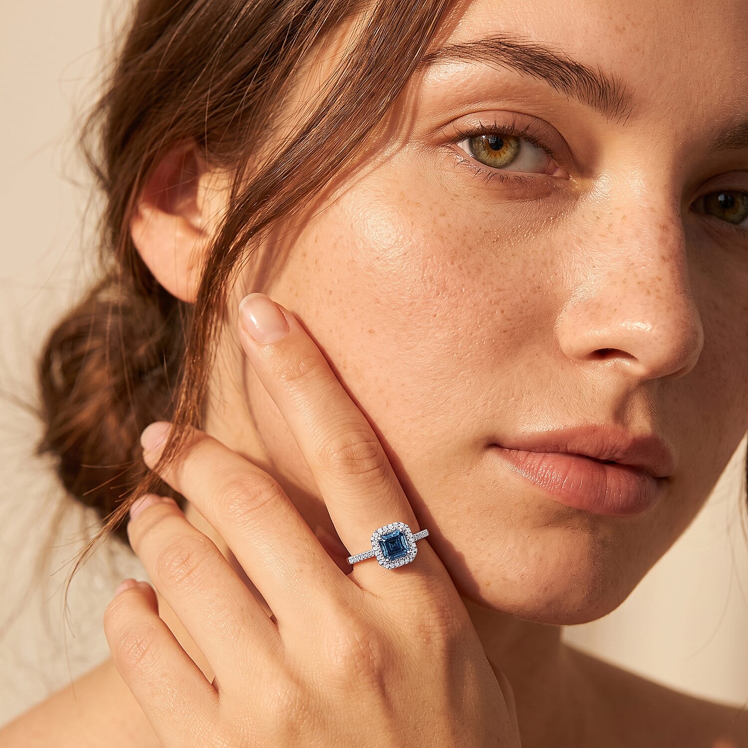 Luxuriant Asscher Cut Lab Grown Blue Diamond (IR) and Lab Grown Diamond VS 2.60 ctw Imperial Blue Ring in Rhodium Over Sterling Silver (Size 7.0)