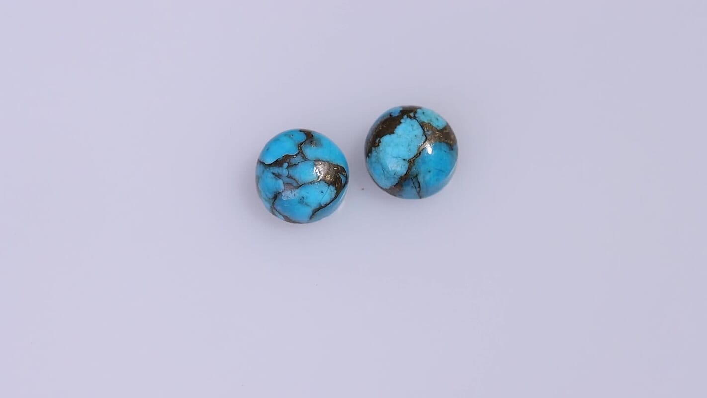 AA Blue Turquoise Set of 2 (Rnd 8 mm) 3.51 ctw