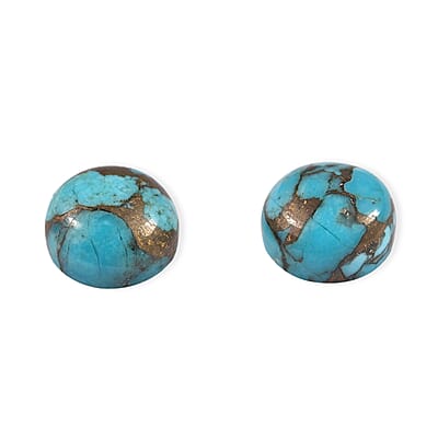 AA Blue Turquoise Set of 2 (Rnd 8 mm) 3.51 ctw