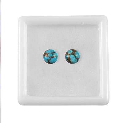 AA Blue Turquoise Set of 2 (Rnd 8 mm) 3.51 ctw