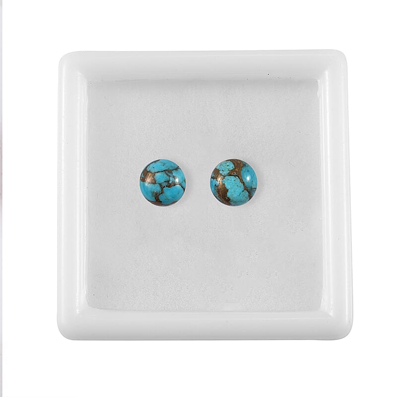 AA Blue Turquoise Set of 2 (Rnd 8 mm) 3.51 ctw