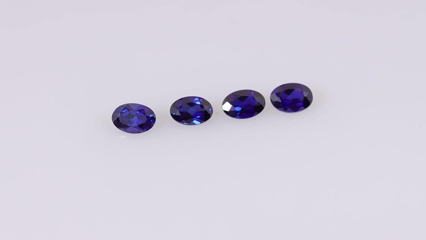 Lab Created Blue Sapphire Set of 4 (Ovl 6x4 mm) 2.28 ctw