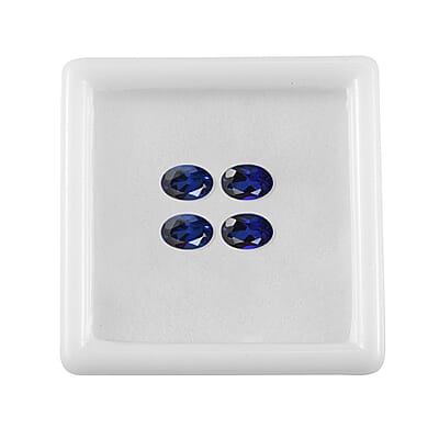 Lab Created Blue Sapphire Set of 4 (Ovl 6x4 mm) 2.28 ctw