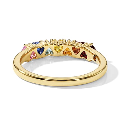 GP Amore Collection Premium Rainbow Sapphire 1.10 ctw Ring in 18K Vermeil Yellow Gold Over Sterling Silver (Size 6.0)