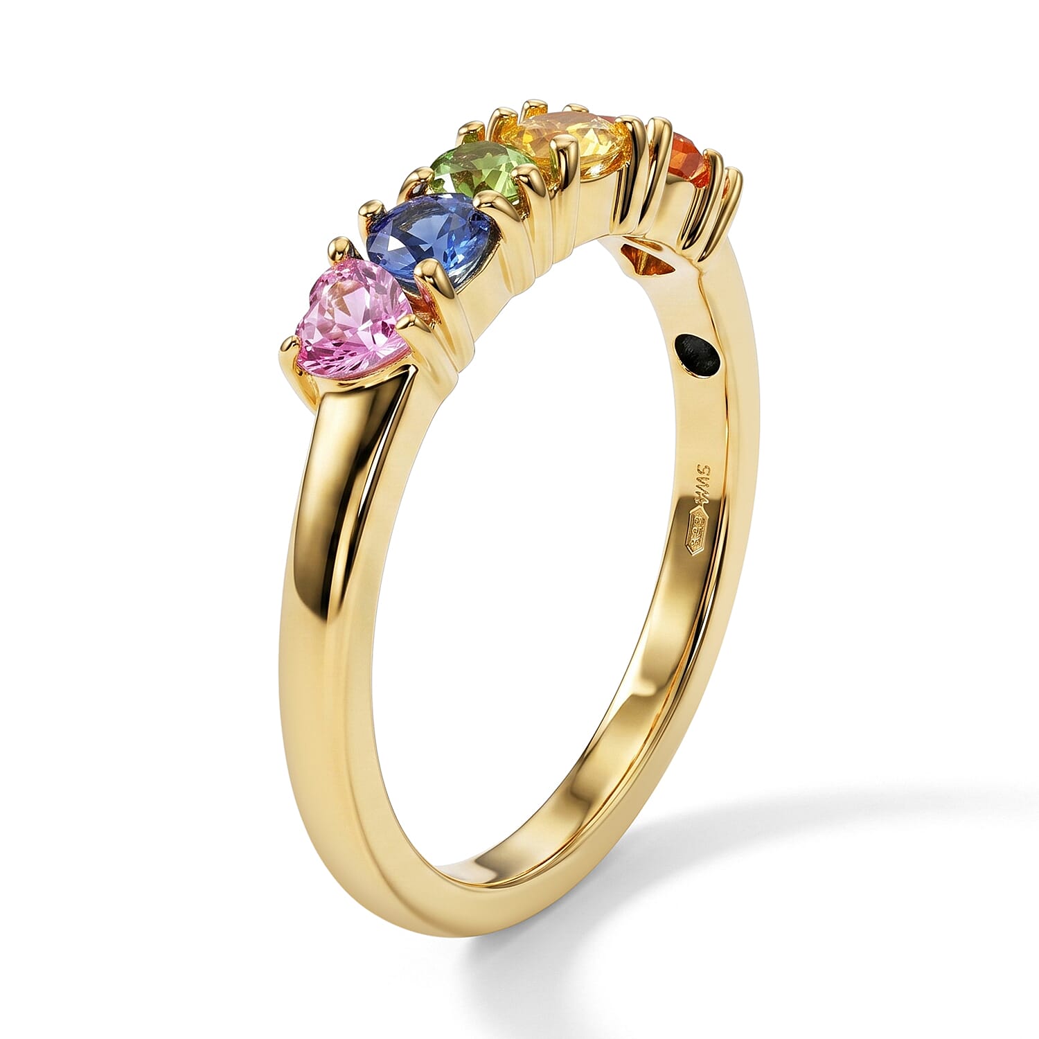 GP Amore Collection Premium Rainbow Sapphire 1.10 ctw Ring in 18K Vermeil Yellow Gold Over Sterling Silver (Size 7.0)