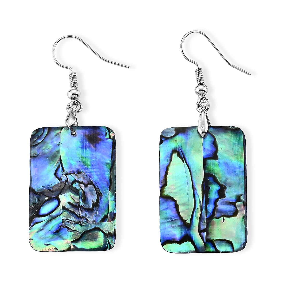 Abalone Shell Dangle Earrings in Silvertone