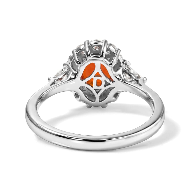 D'Joy Premium Crimson Fire Opal and Moissanite 1.35 ctw Ring in Rhodium Over Sterling Silver (Size 6.0)
