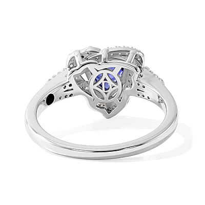 GP Celestial Dream Collection Premium Tanzanite and White Zircon 1.70 ctw Ring in Rhodium Over Sterling Silver (Size 6.0)