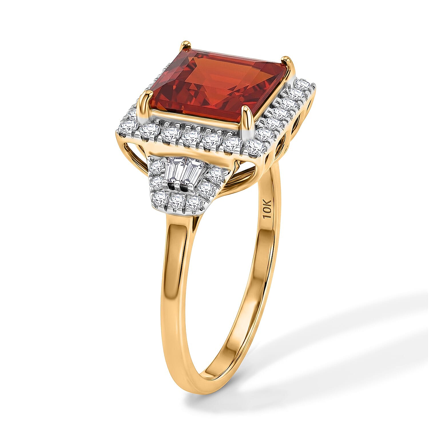 Certified & Appraised AAA Mexican Cherry Fire Opal and Luxuriant Lab Grown Diamond G-H SI 2.10 ctw Ring in 10K Yellow Gold (Size  5.0)