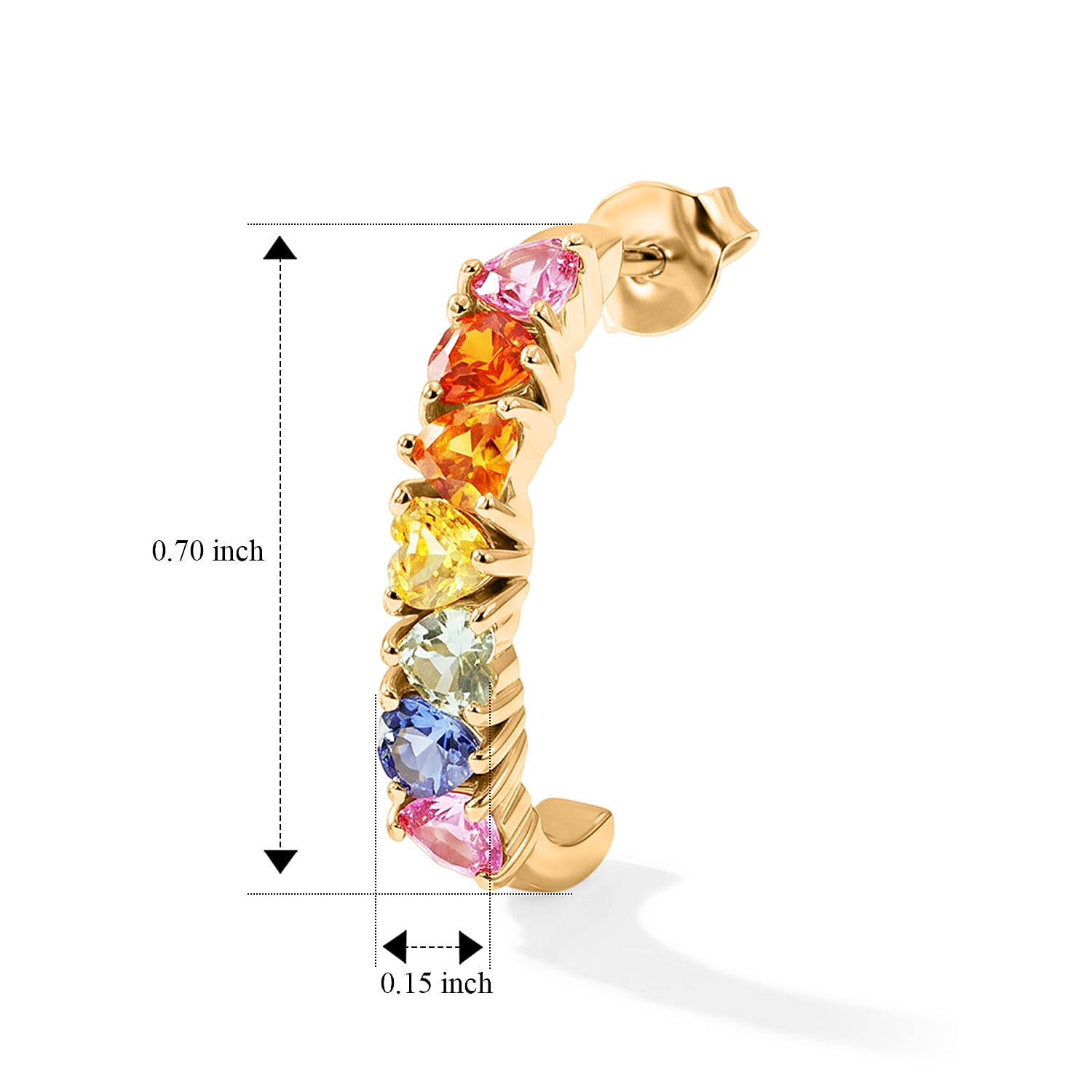 GP Amore Collection Premium Rainbow Sapphire 2.15 ctw Earrings in 18K Vermeil Yellow Gold Over Sterling Silver