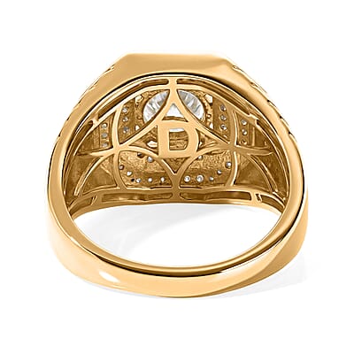 D'Joy Moissanite 1.75 ctw Men's Ring in 18K Vermeil Yellow Gold Over Sterling Silver (Size 10.0)