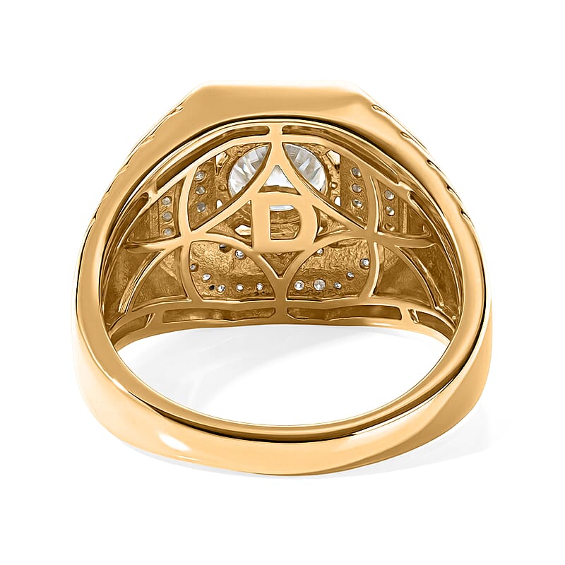 D'Joy Moissanite 1.75 ctw Men's Ring in 18K Vermeil Yellow Gold Over Sterling Silver (Size 10.0)